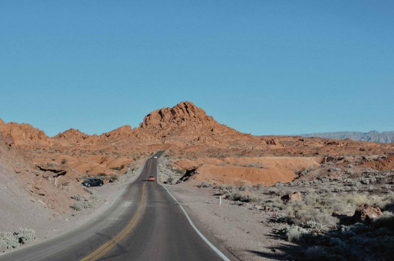 The Road to Valley of Fire State Park in Nevada on our Rental Car Road Trip
