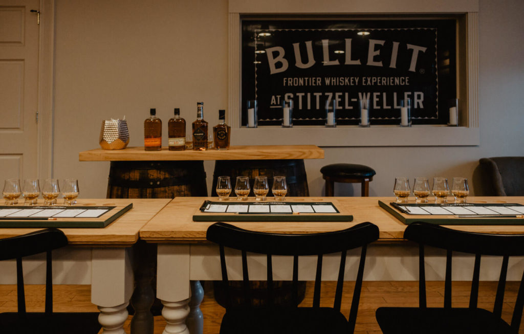 Tasting classroom for bourbon tasting at Stitzel-Weller distillery outside of Louisville