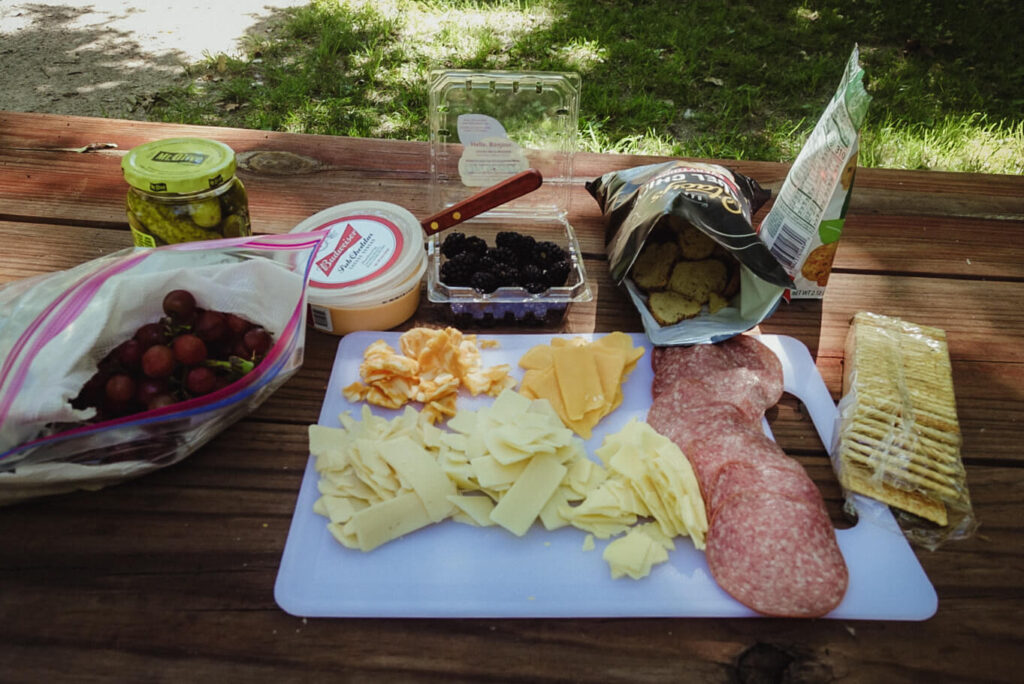 camping snack - camping charcuterie board