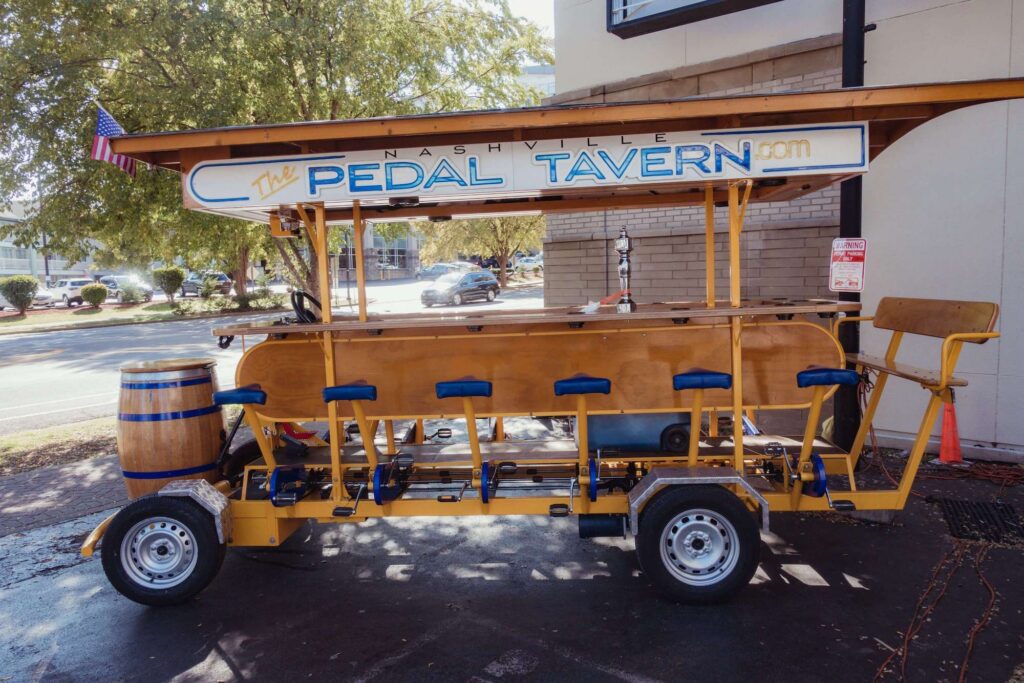 The Pedal Tavern party bike for a fun tour of Downtown Nashville.  This was a must see stop for us on our Nashville Weekend Itinerary