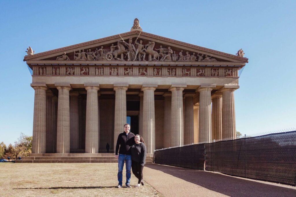 Us standing outside of the Parthenon in Nashville Tennessee