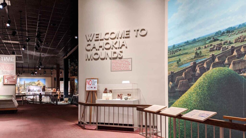 Welcome to Cahokia Mounds Sign at the Museum and Visitor's Center